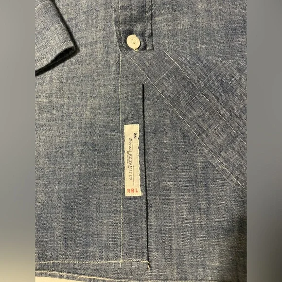 Ralph Lauren Double RL Blue Casual Button Down Shirt - Picture 3 of 6